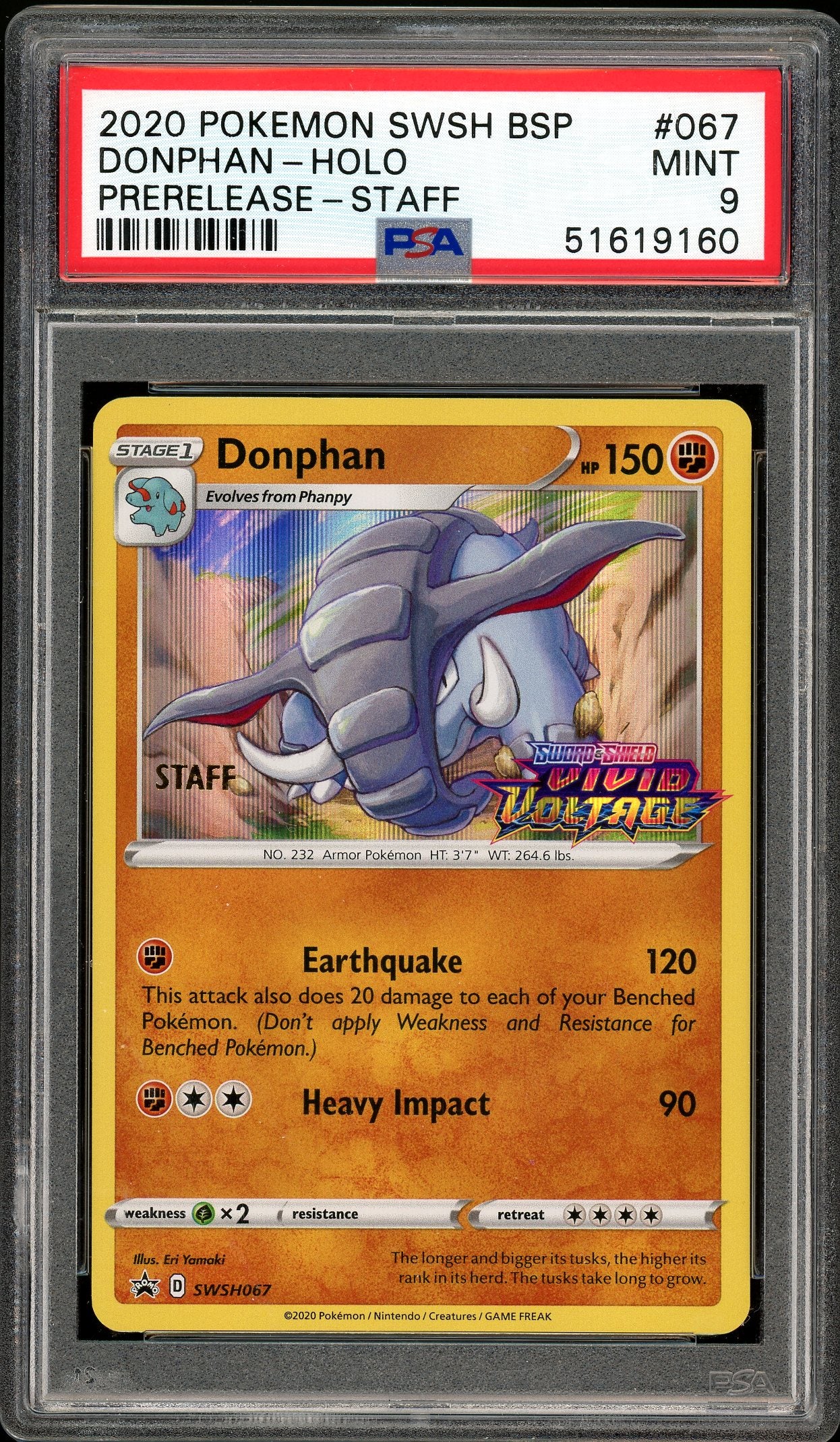 Donphan Staff Promo SWSH067 PSA 9