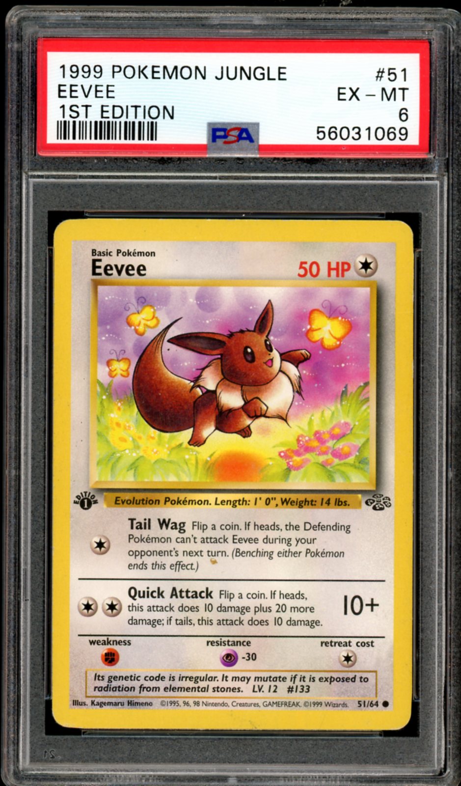 Eevee 1st Edition Jungle 51/64 PSA 6