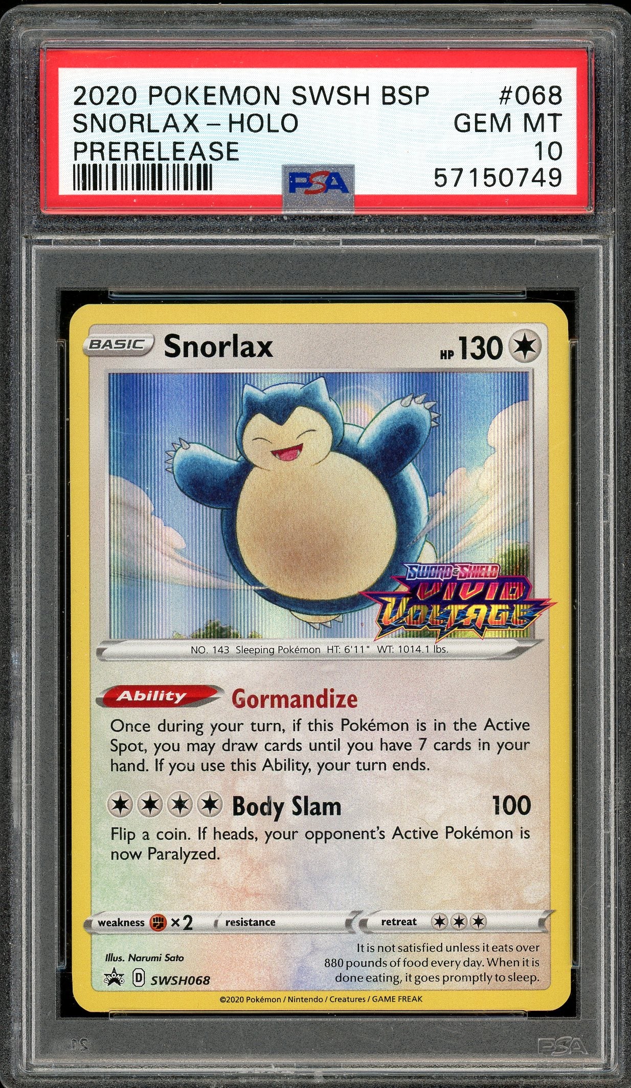 Snorlax Promo SWSH068 PSA 10