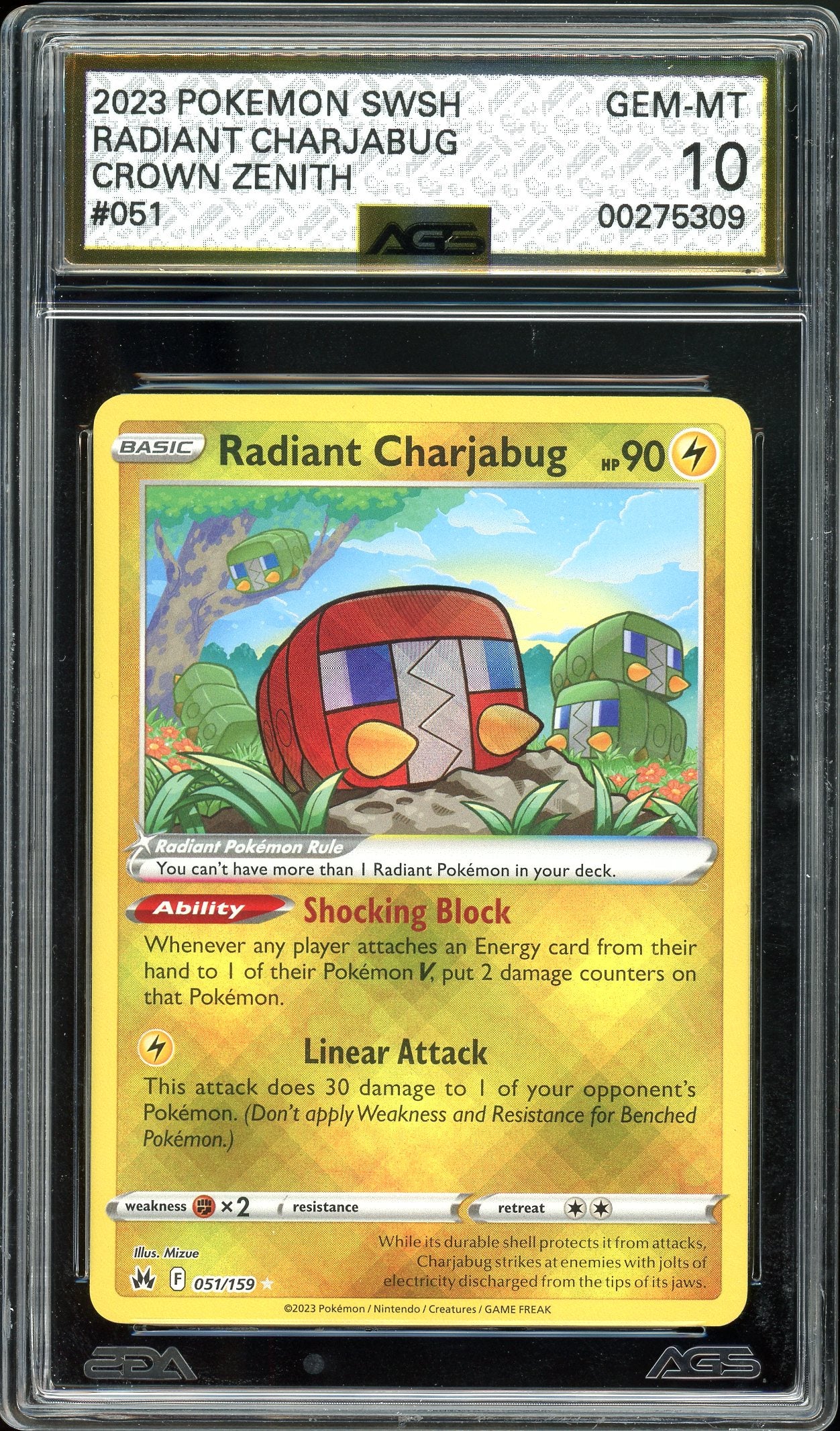 Radiant Charjabug Crown Zenith 051/159 AGS 10