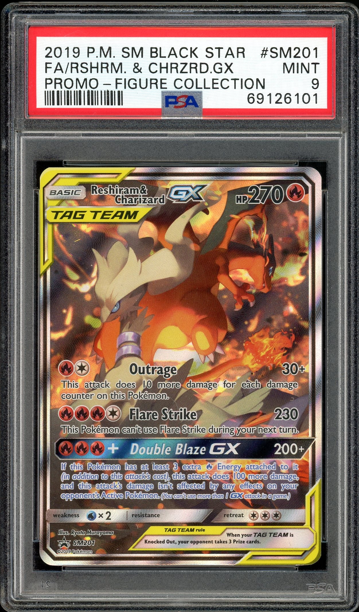 Reshiram & Charizard GX Promo SM201 PSA 9