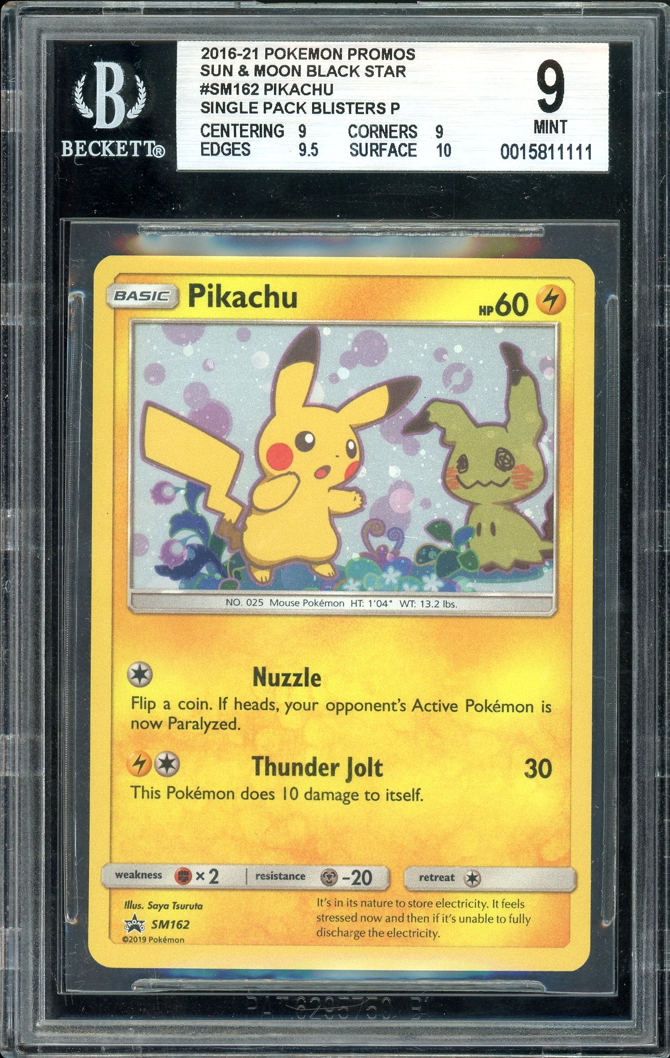 Pikachu Promo SM162 BGS 9