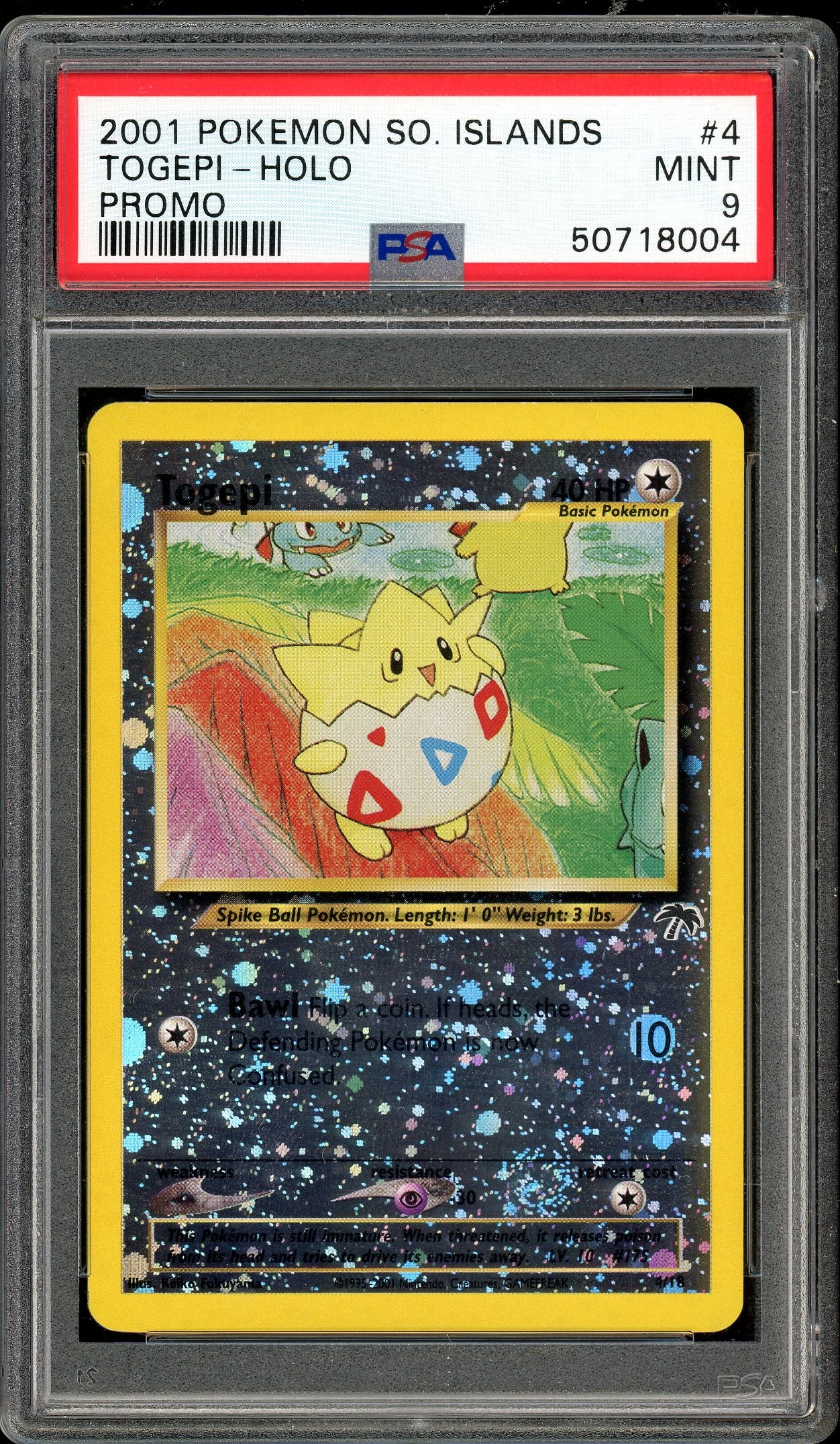 Togepi Southern Islands Holo Promo 4/18 PSA 9