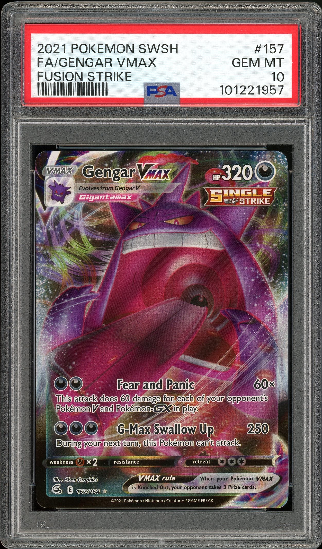 Gengar VMAX Fusion Strike 157/264 PSA 10