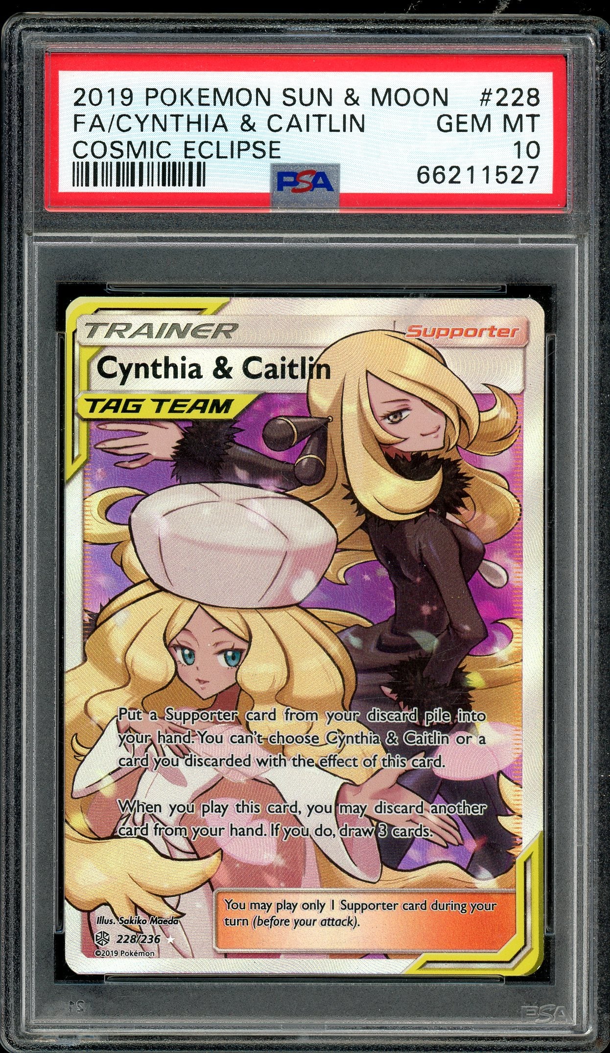 Cynthia & Caitlin Full Art Cosmic Eclipse 228/236 PSA 10