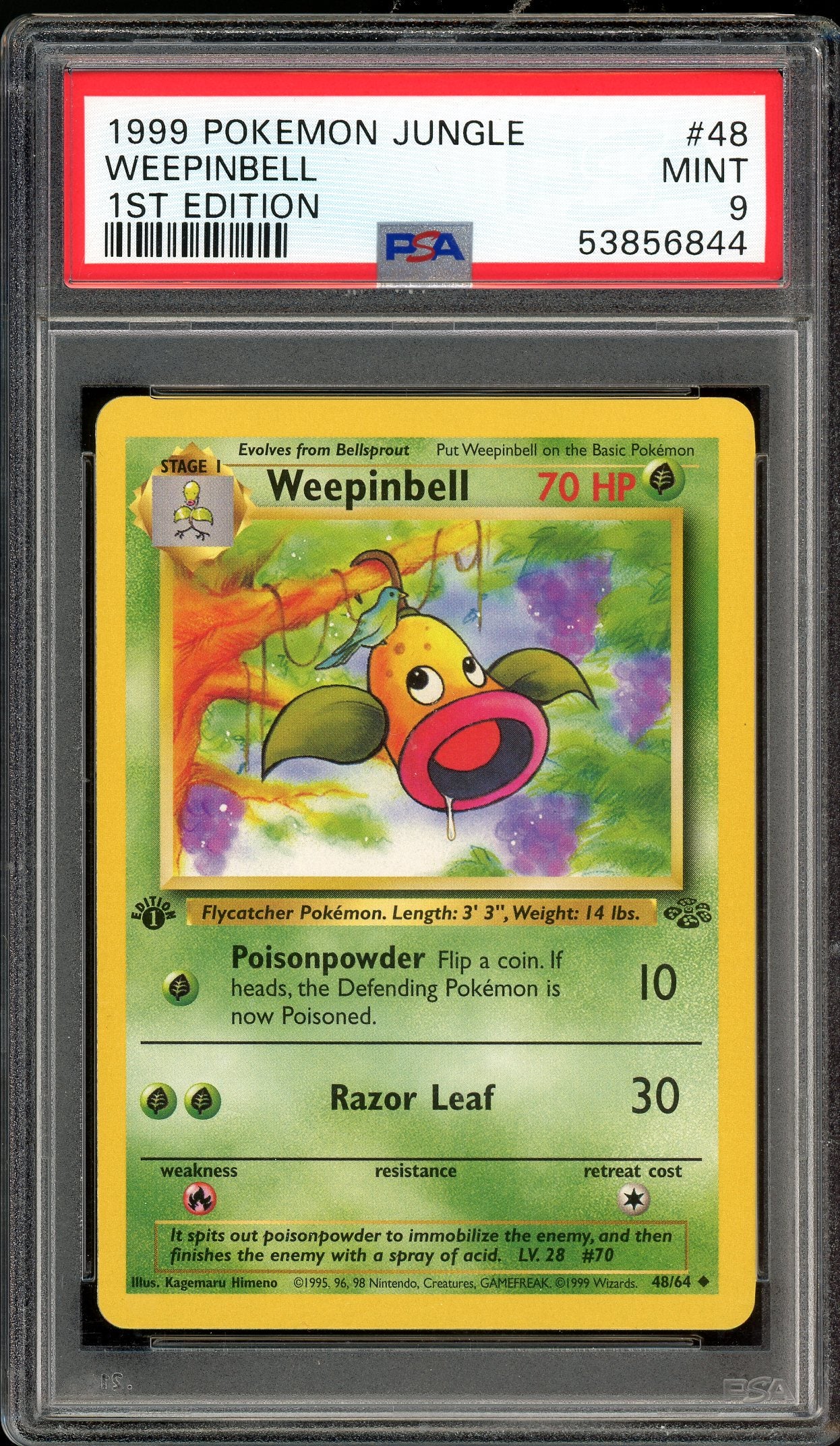 Weepinbell 1st Edition Jungle 48/64 PSA 9