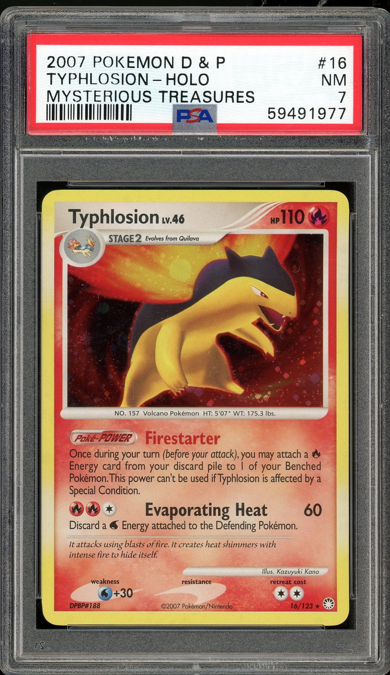 Typhlosion Holofoil Mysterious Treasures 16/123 PSA 7