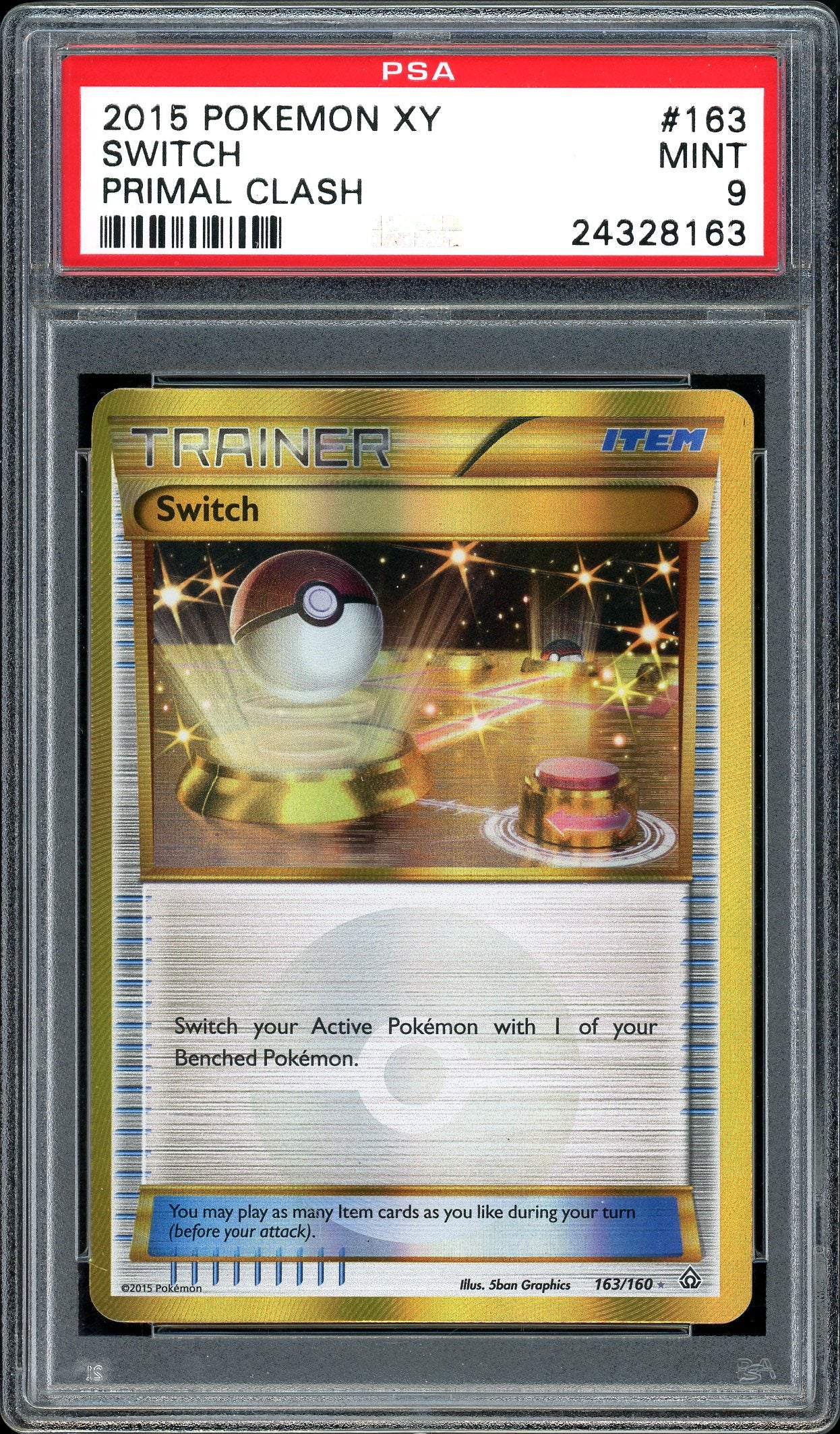 2015 Pokemon XY Primal Clash Switch 163/160 PSA 9