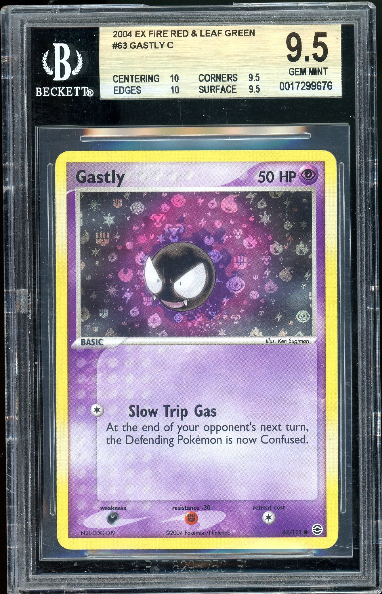 Gastly Reverse Holofoil Fire Red & Leaf Green 63/112 BGS 9.5