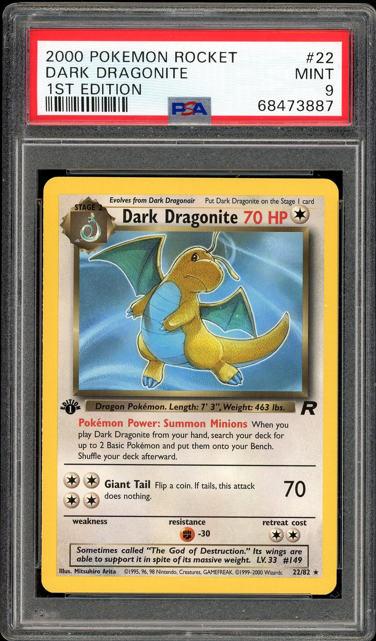 Dark Dragonite 1st Edition Team Rocket 22/82 PSA 9