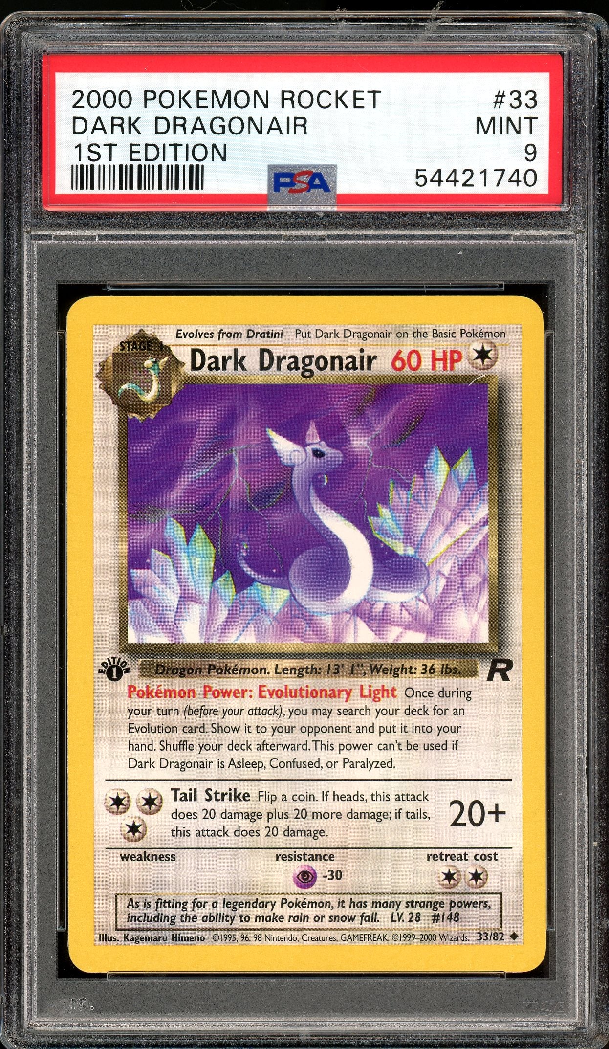 Dark Dragonair 1st Edition Team Rocket 33/82 PSA 9