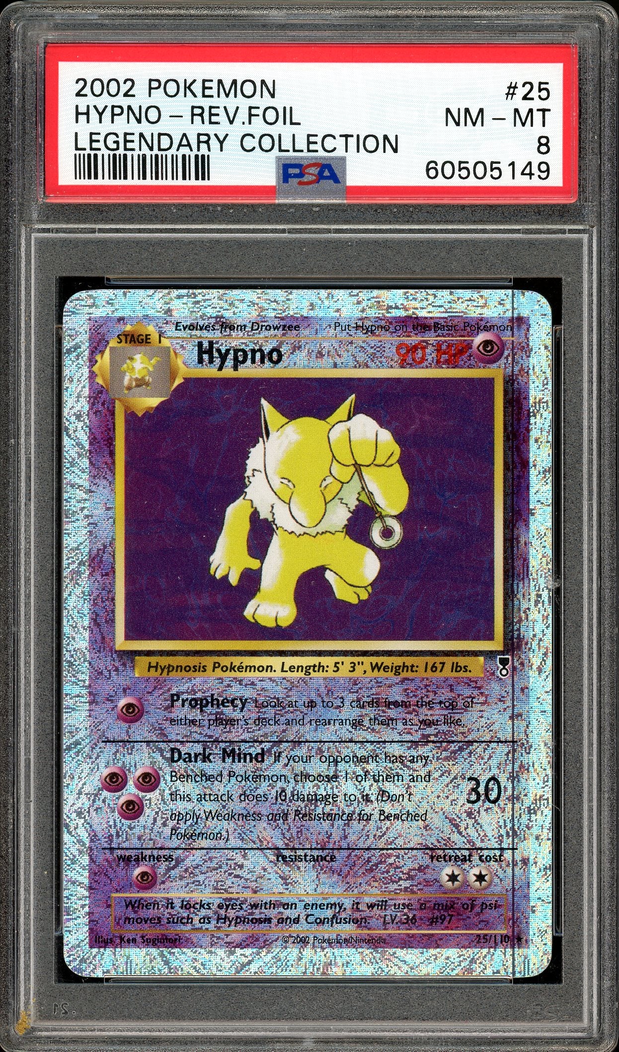 Pokemon: Hypno Reverse Holo Legendary Collection 25/110 PSA 8