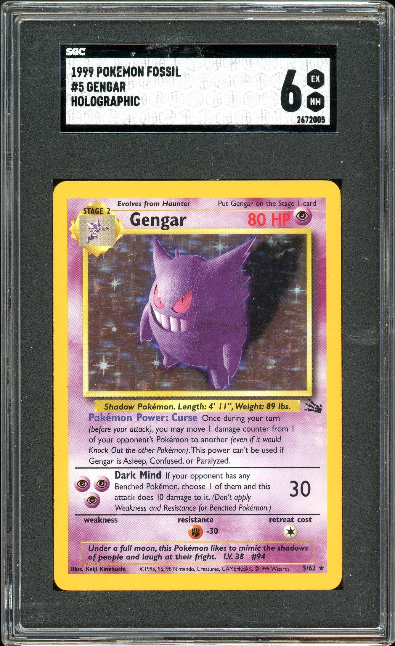 Pokemon: Gengar Fossil Unlimited 5/62 SGC 6