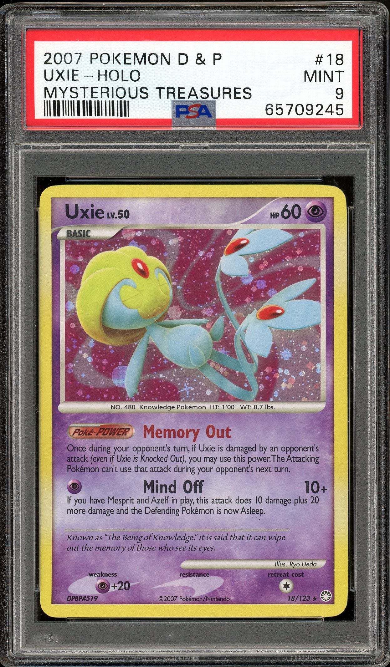 Uxie Mysterious Treasures 18/123 PSA 9