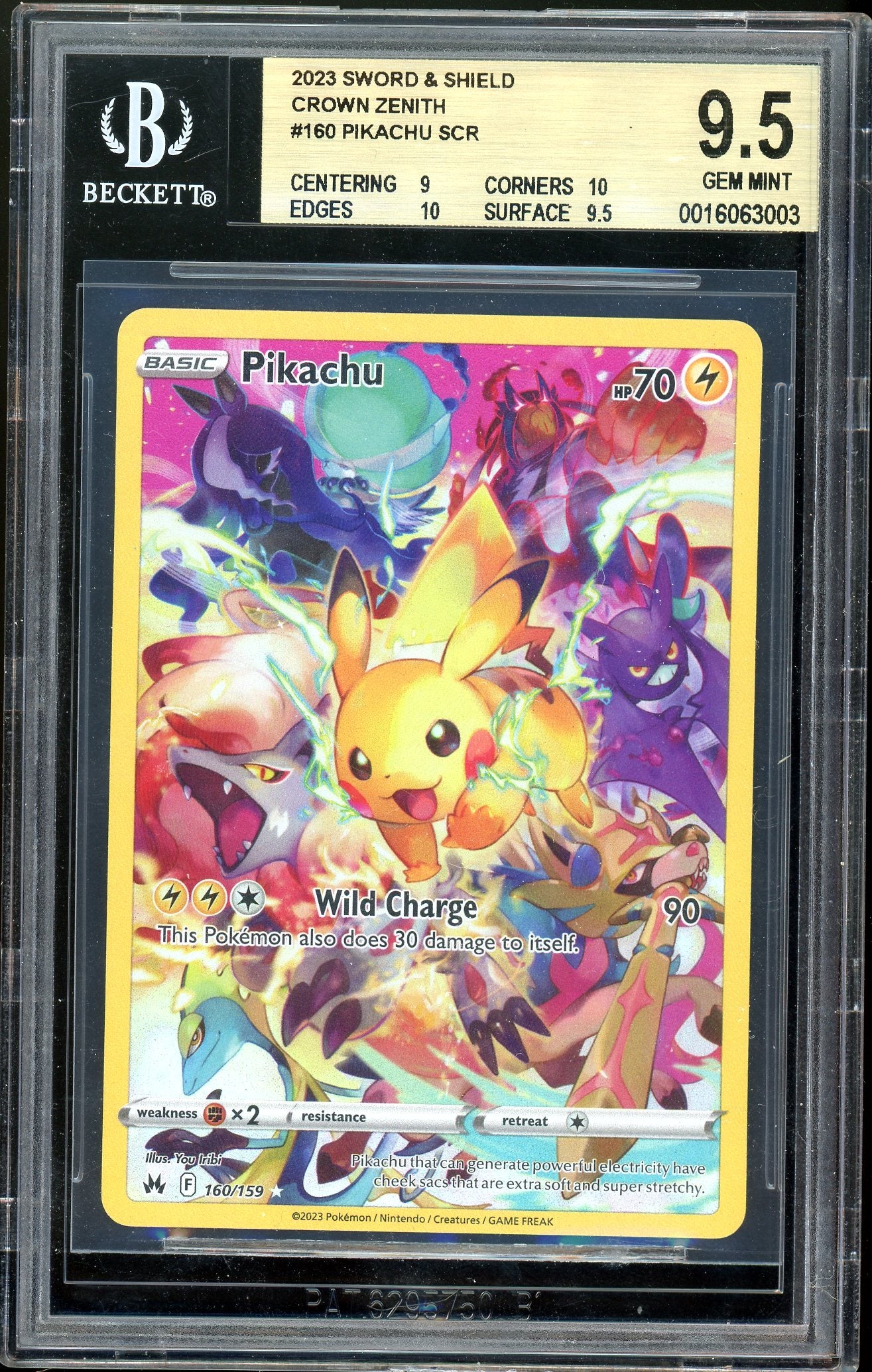 Pokemon: Pikachu Crown Zenith 160/159 BGS 9.5