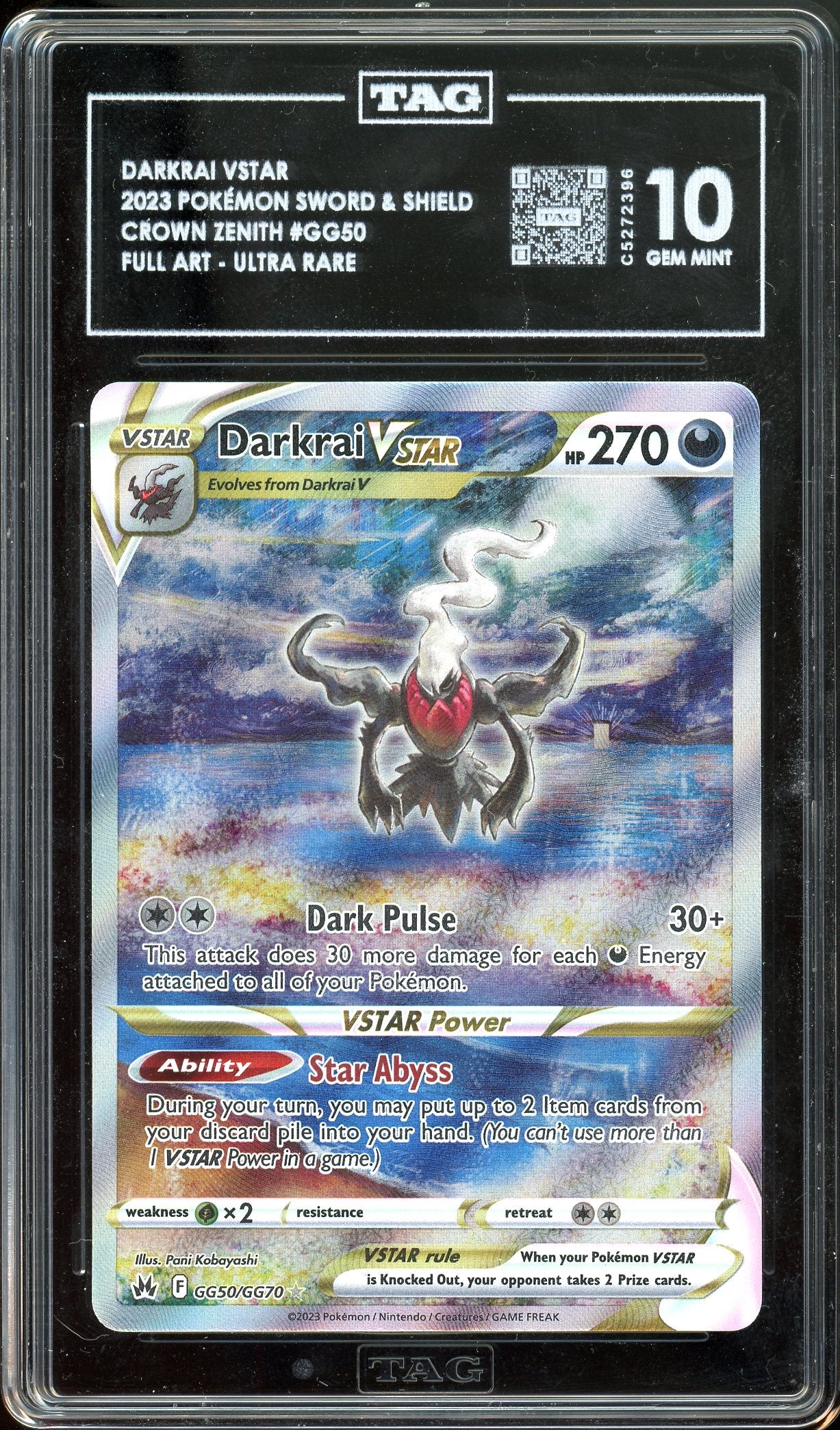 Darkrai VSTAR Crown Zenith GG50/GG70 TAG 10