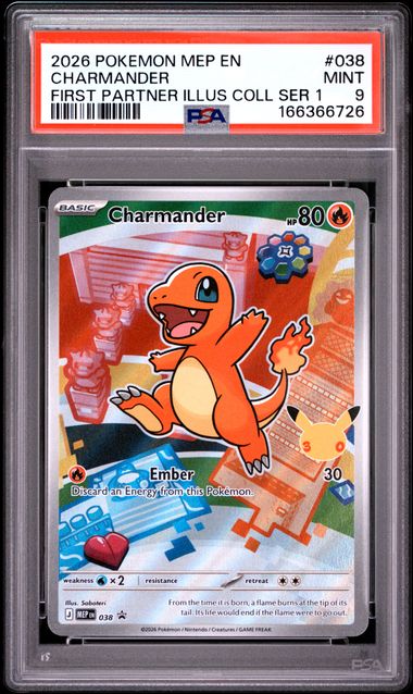 Charmander First Partner Illustration Collection Mega Evolution Promo 038 PSA 9