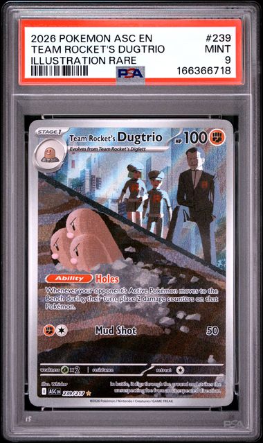 Team Rocket's Dugtrio Illustration Rare ME Ascended Heroes 239/217 PSA 9