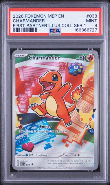 Charmander First Partner Illustration Collection Mega Evolution Promo 038 PSA 9