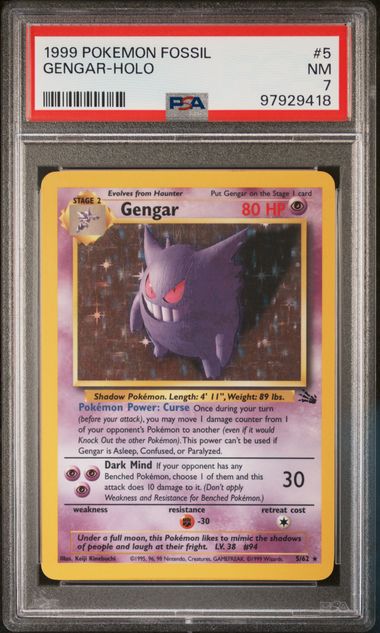 Gengar Fossil Unlimited 5/62 PSA 7