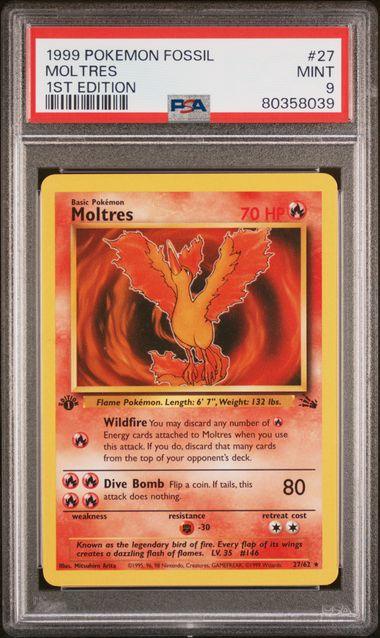 Pokemon: Moltres Fossil 1st Edition 27/62 PSA 9 - Josh's Cards