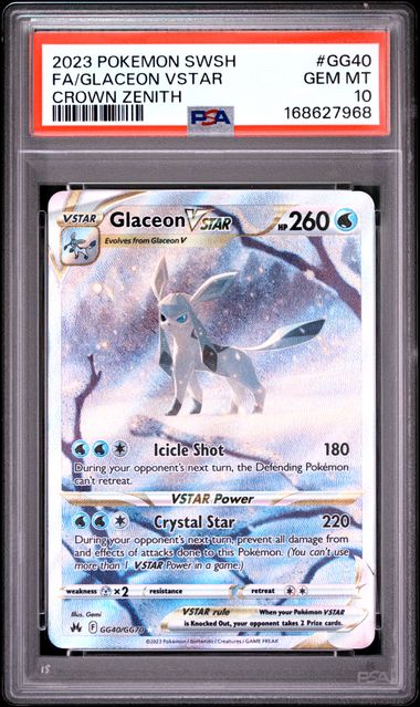 Glaceon VSTAR Crown Zenith Galarian Gallery GG40/GG70 PSA 10