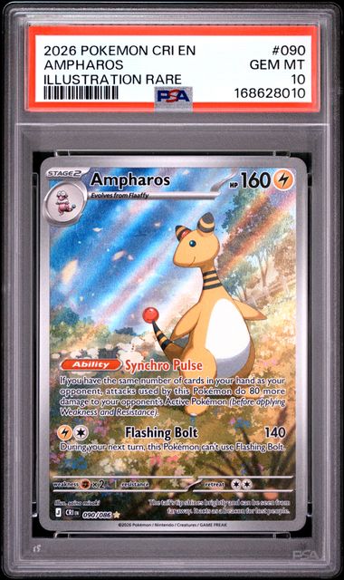 Ampharos Illustration Rare ME04 Chaos Rising 090/086 PSA 10