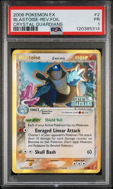 Blastoise Crystal Guardians 2/100 PSA 1