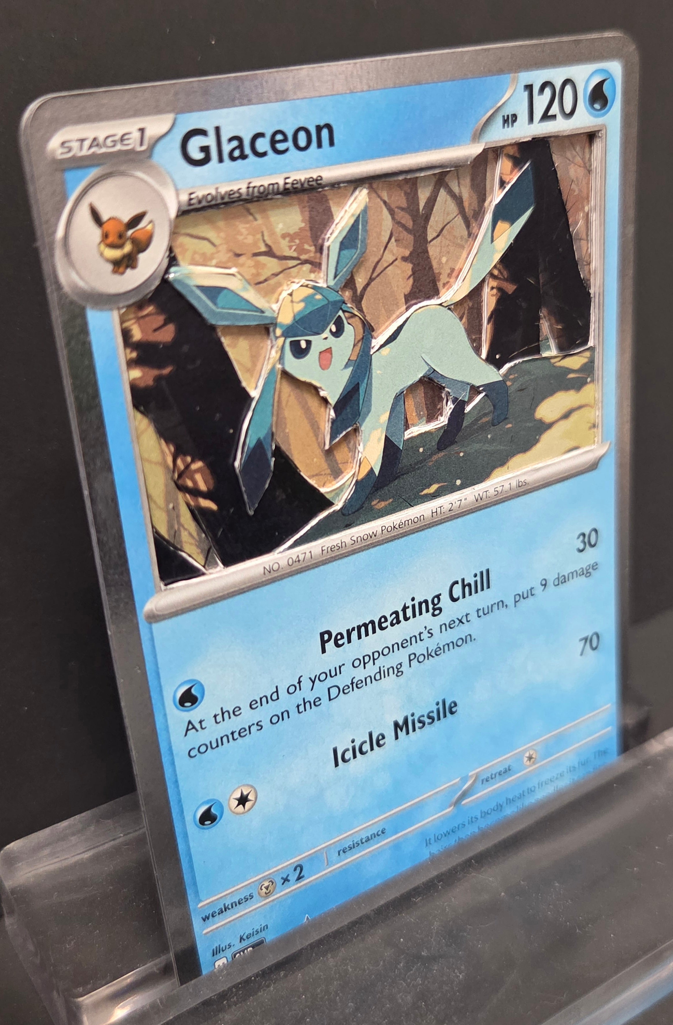 Custom 3D Cut Pokémon Cards - Glaceon Cosmo Holo