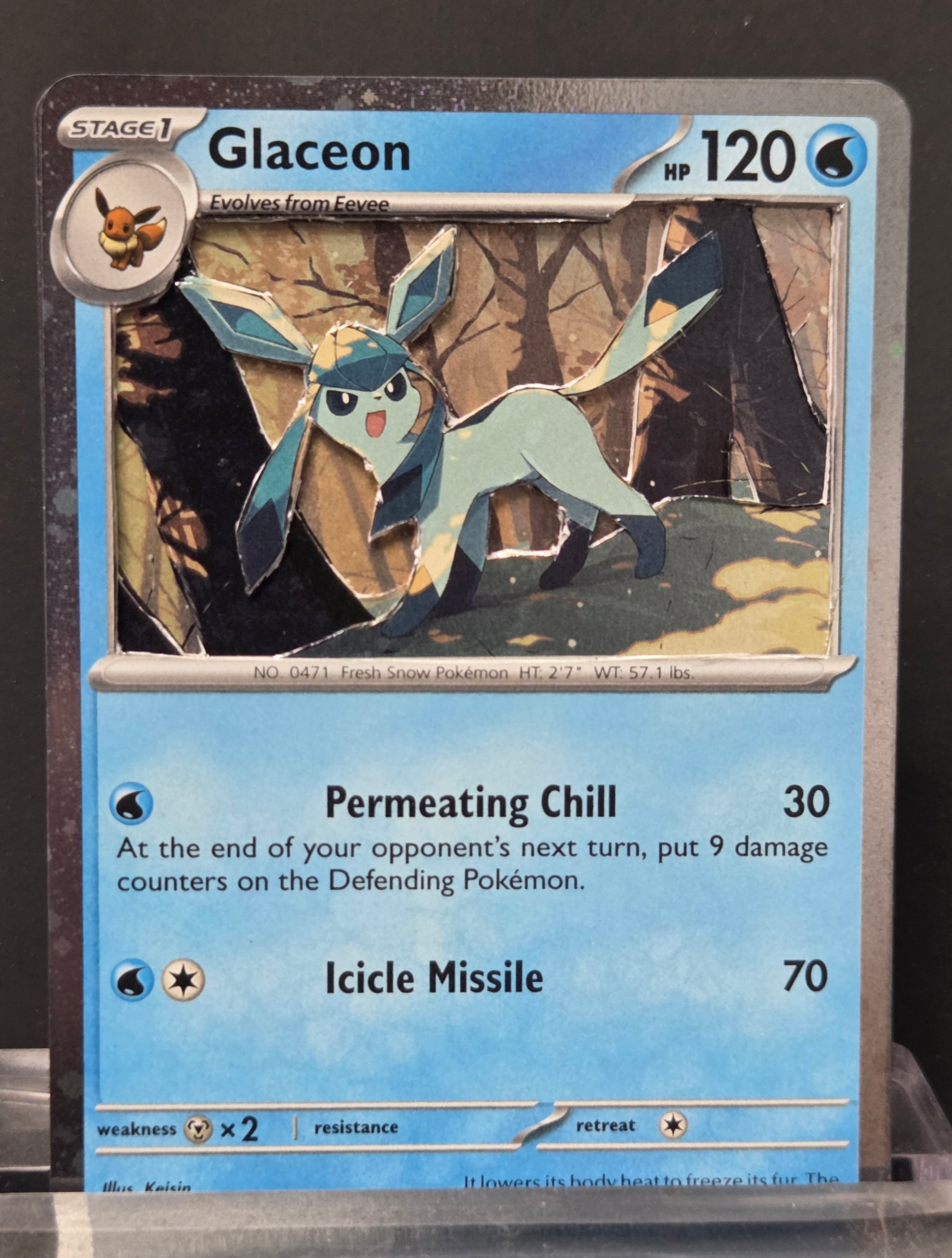 Custom 3D Cut Pokémon Cards - Glaceon Cosmo Holo