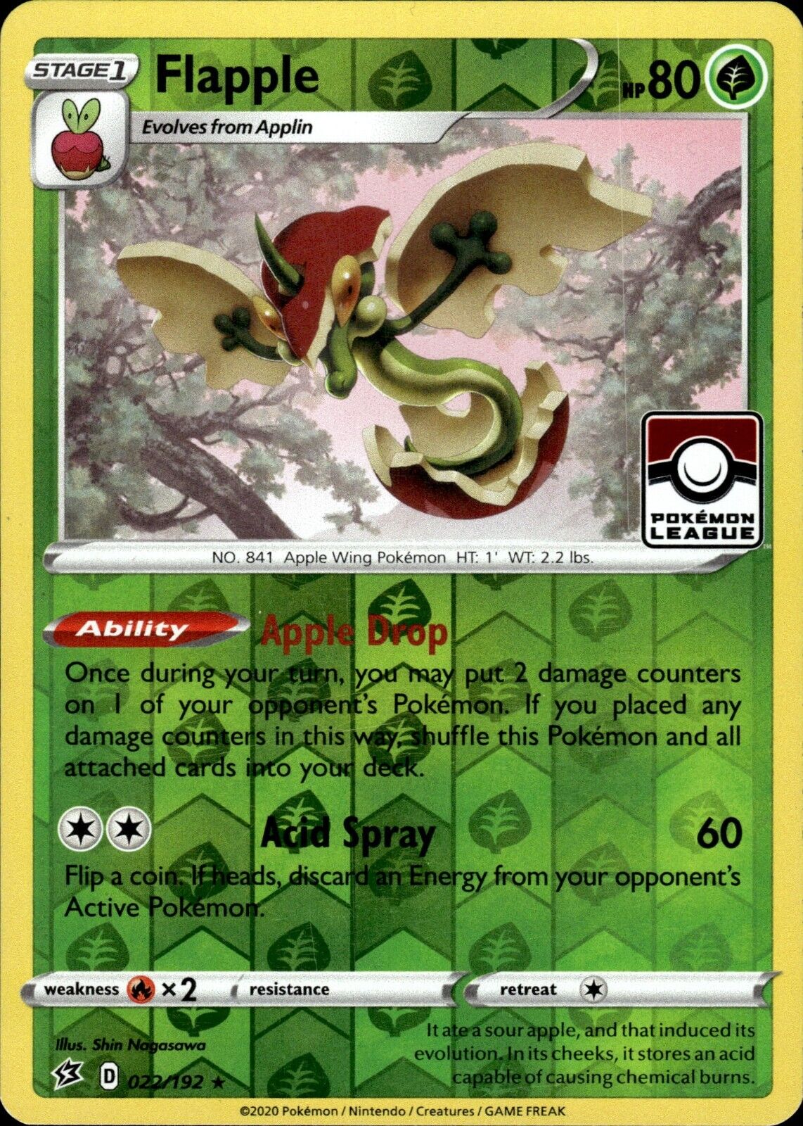 Flapple Reverse Holo (022/192) [Pokemon League Promo]