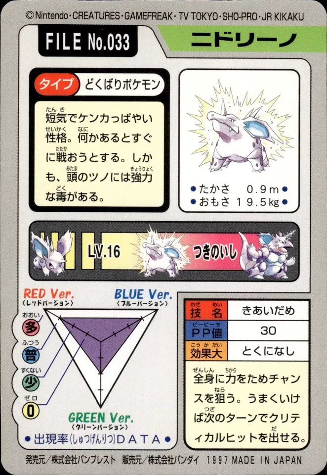 Nidorino (033) [1997 Pocket Monsters Carddass]