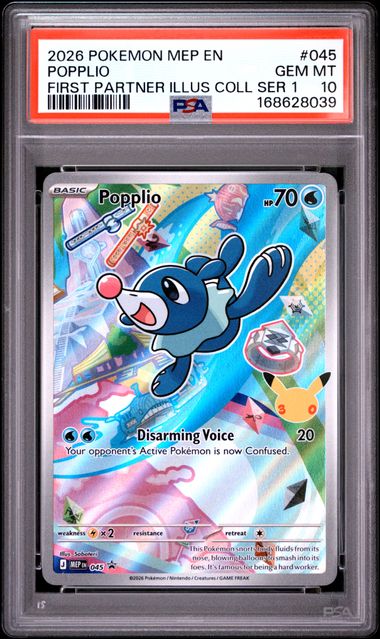 Popplio First Partner Illustration Collection Mega Evolution Promo 045 PSA 10