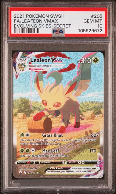 Leafeon VMAX Alternate Art Evolving Skies 205/203 PSA 10