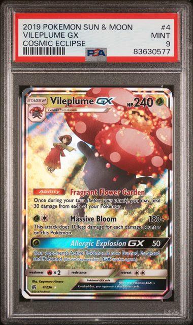 Pokemon: Vileplume GX Cosmic Eclipse 4/236 PSA 9