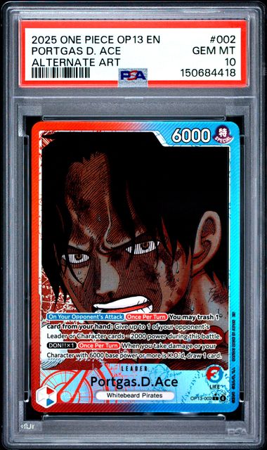 Portgas.D.Ace Carrying On His Will OP13-002 PSA 10