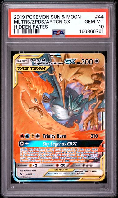 Moltres & Zapdos & Articuno GX Hidden Fates 44/68 PSA 10