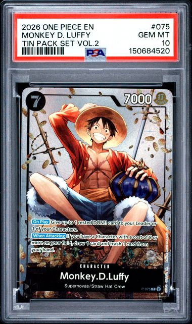 Monkey.D.Luffy Tin Pack Set Vol.2  P-075 PSA 10