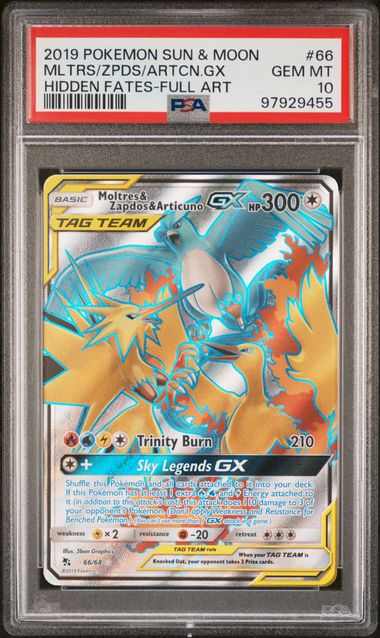 Moltres & Zapdos & Moltres GX Hidden Fates 66/68 PSA 10