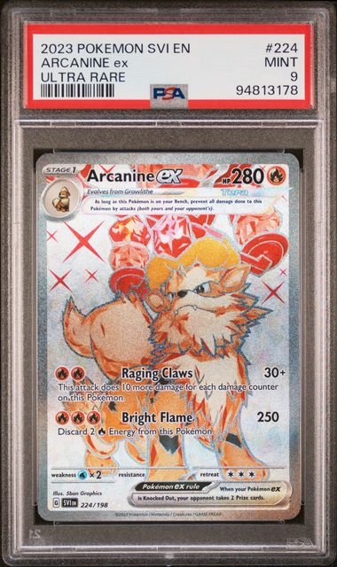 Arcanine ex Scarlet & Violet Base Set 224/198 PSA 9