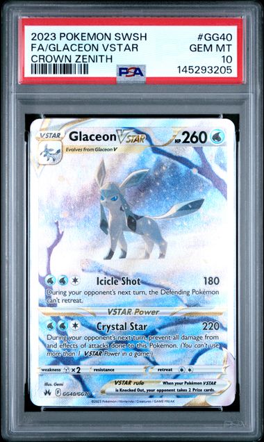 Glaceon VSTAR Galarian Gallery Crown Zenith GG40/GG70 PSA 10