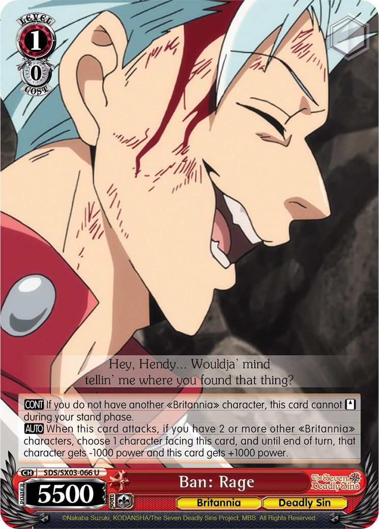 Ban: Rage (SDS/SX03-066 U) - The Seven Deadly Sins