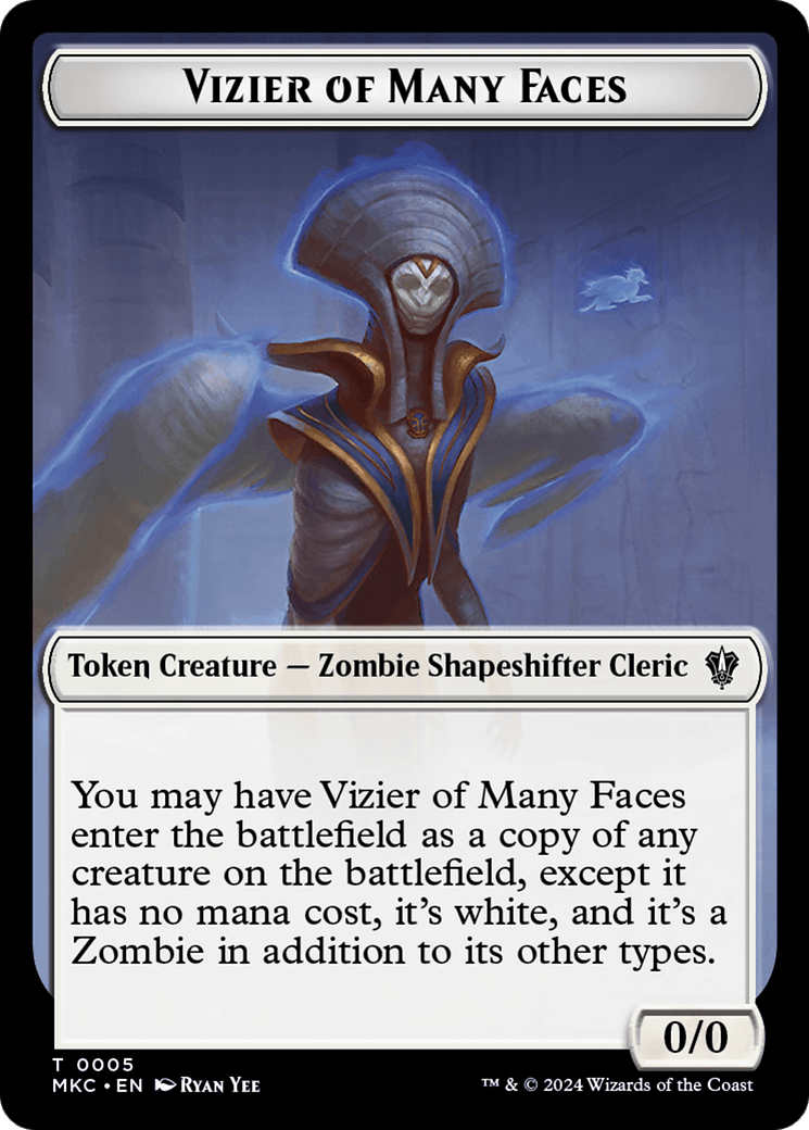 Vizier of Many Faces // Zombie Double-Sided Token [Murders at Karlov Manor Commander Tokens] - Josh's Cards