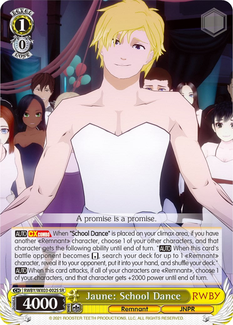 Jaune: School Dance (SR) (RWBY/WX03-002S SR) - RWBY