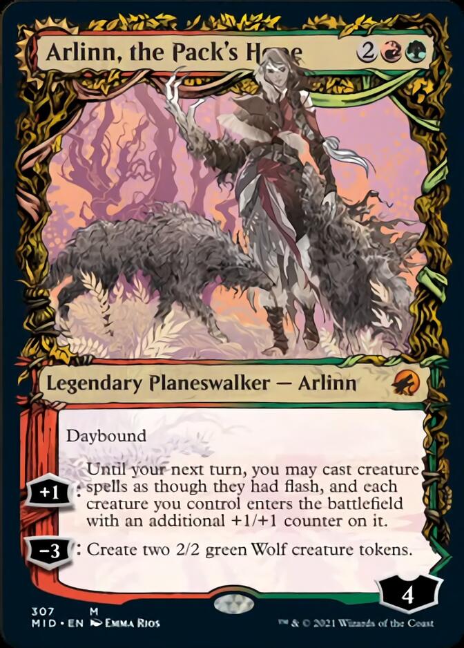 Arlinn, the Pack's Hope // Arlinn, the Moon's Fury (MID-307) - Innistrad: Midnight Hunt: (Showcase, Double Faced Transform)