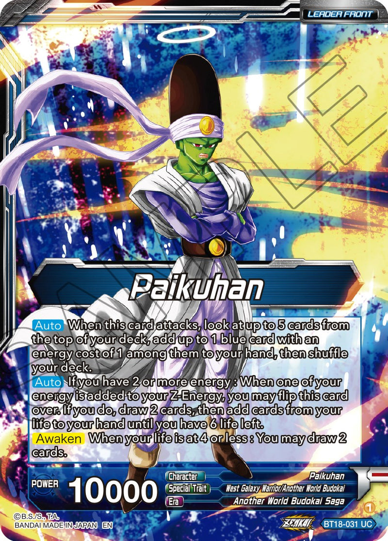 Paikuhan // Paikuhan, West Galaxy Warrior (BT18-031) [Dawn of the Z-Legends]