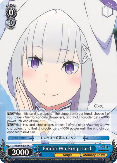 Emilia Working Hard (RZ/S68-E084 C) - Re:ZERO Memory Snow