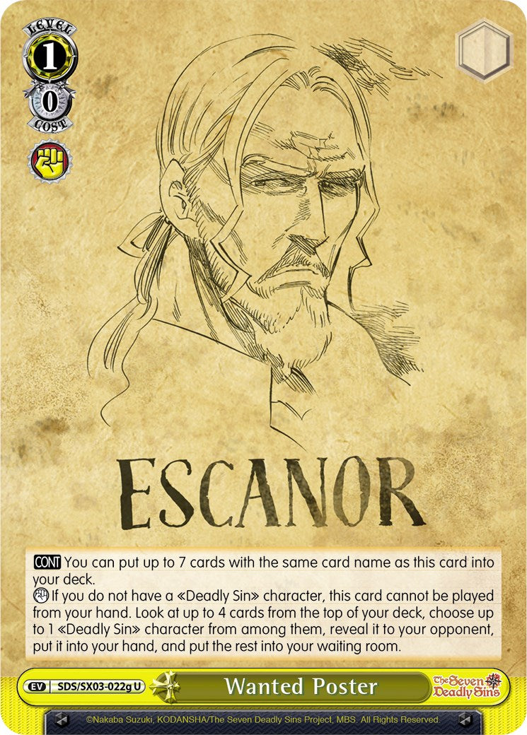 Wanted Poster (G) (SDS/SX03-022g U) - The Seven Deadly Sins