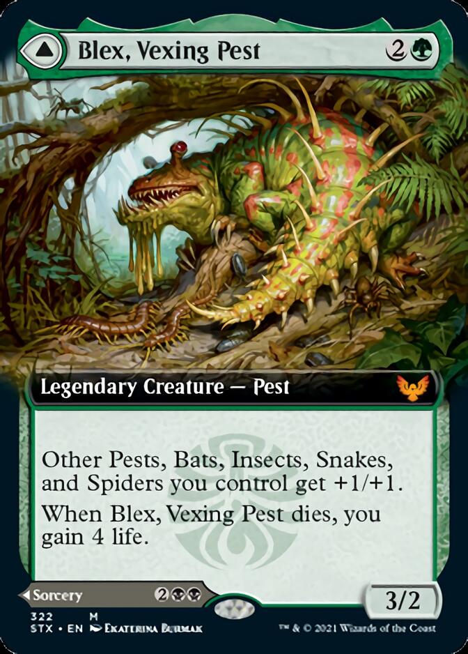 Blex, Vexing Pest // Search for Blex (STX-322) - Strixhaven: School of Mages: (Extended Art)