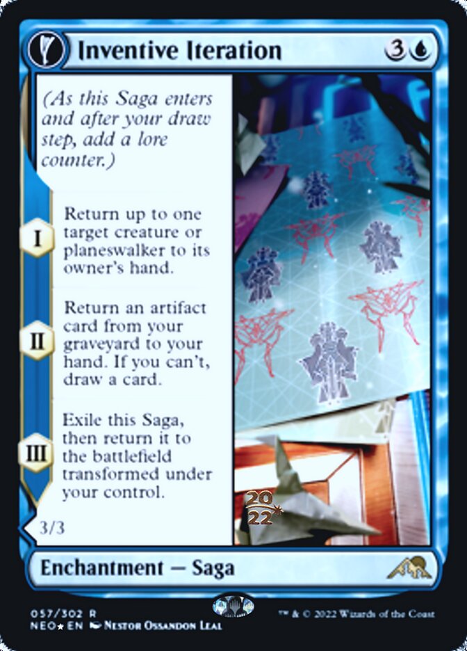 Inventive Iteration // Living Breakthrough (PRE-57S) - Kamigawa: Neon Dynasty Promos: (fandfc, enchantment) Foil